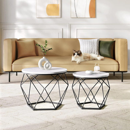VASAGLE Set of 2 White  Small Coffee Table