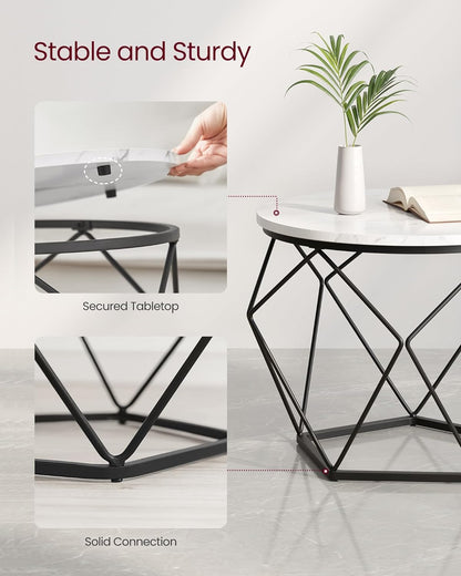 VASAGLE Set of 2 White  Small Coffee Table