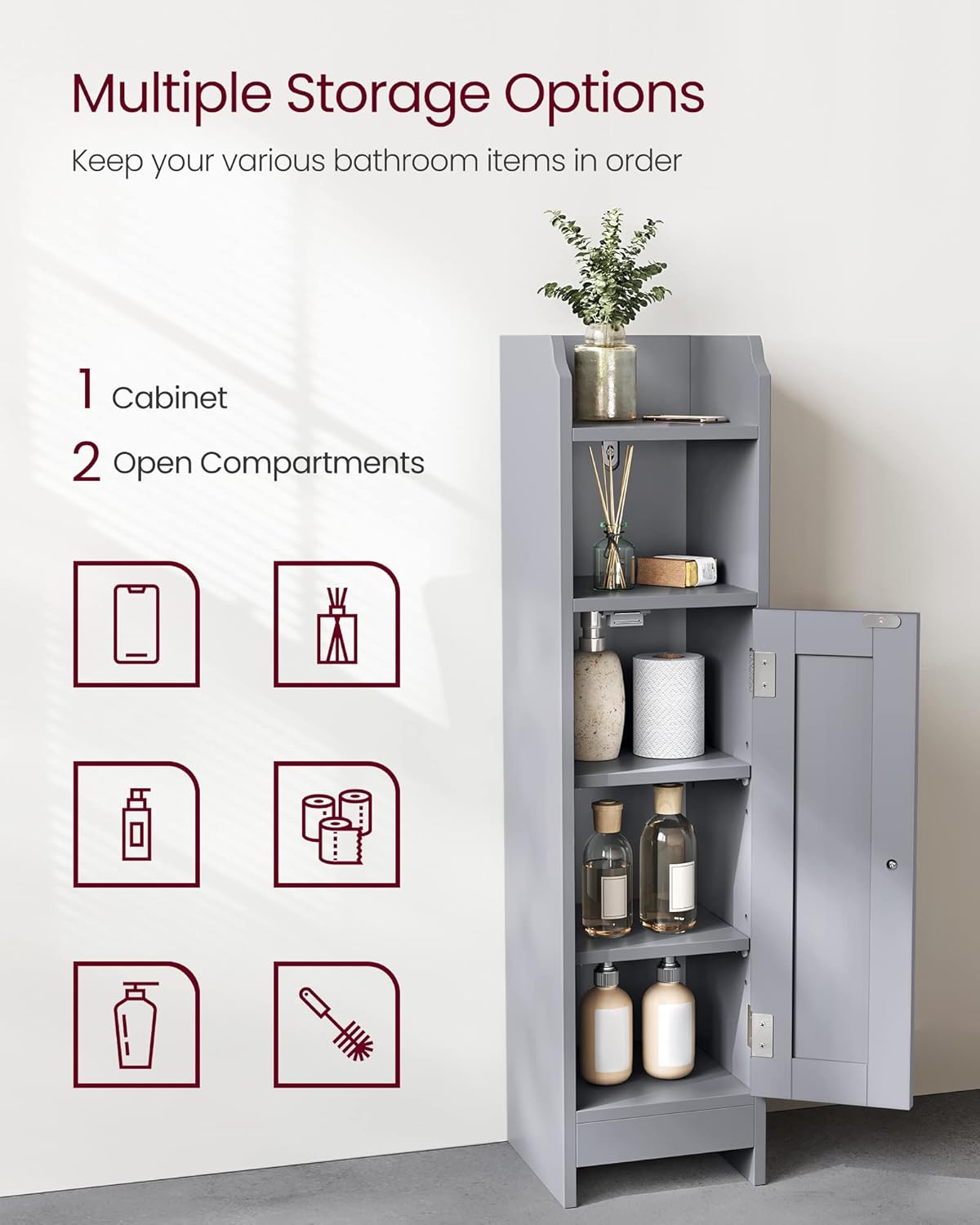 VASAGLE Small Bathroom Storage Corner Floor Cabinet bbc310p36