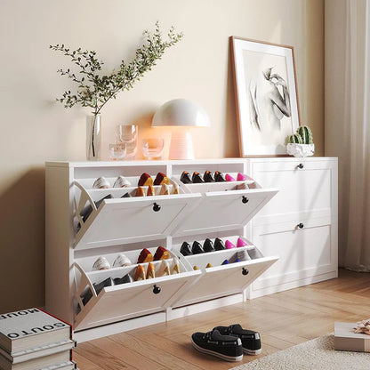 Shoe Cabinet with 4 Flip Drawers