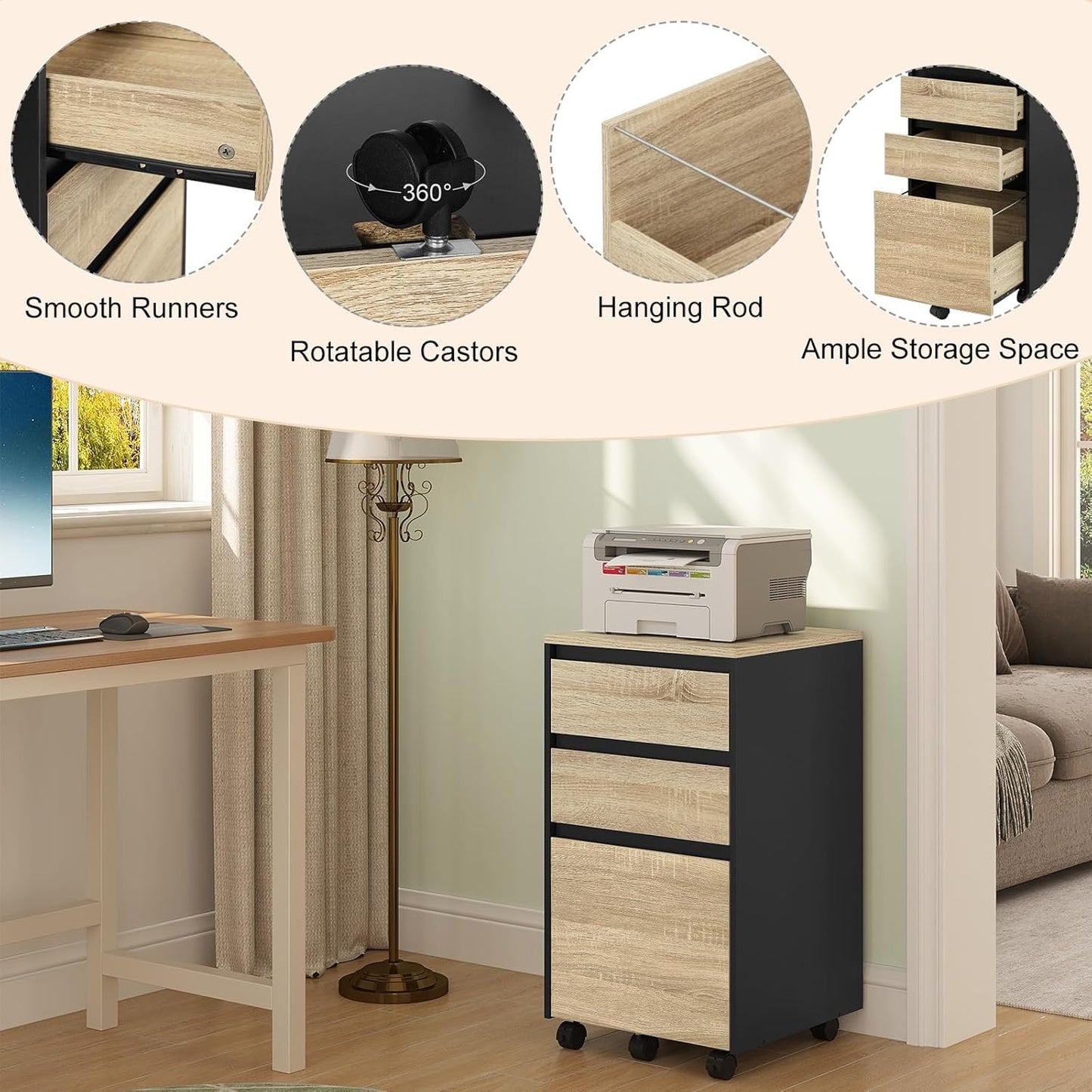 WOLTU Cabinet with 3 Drawers