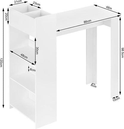WOLTU Bar Table with 3 Open Shelves
