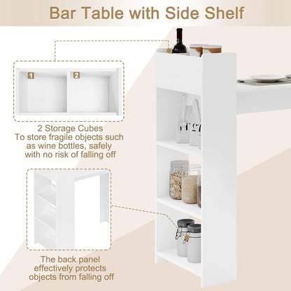 WOLTU Bar Table with 3 Open Shelves