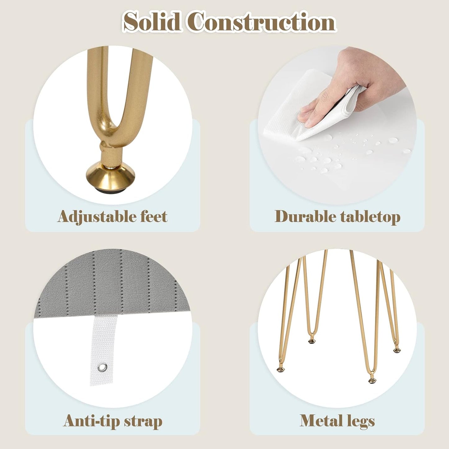 WOLTU Vanity Table with Stool Mirror