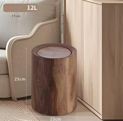 Plastic Wood Color Trash Can