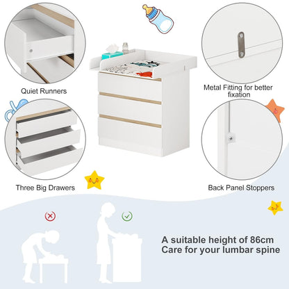 WOLTU Changing Table with 3 Drawers WT003