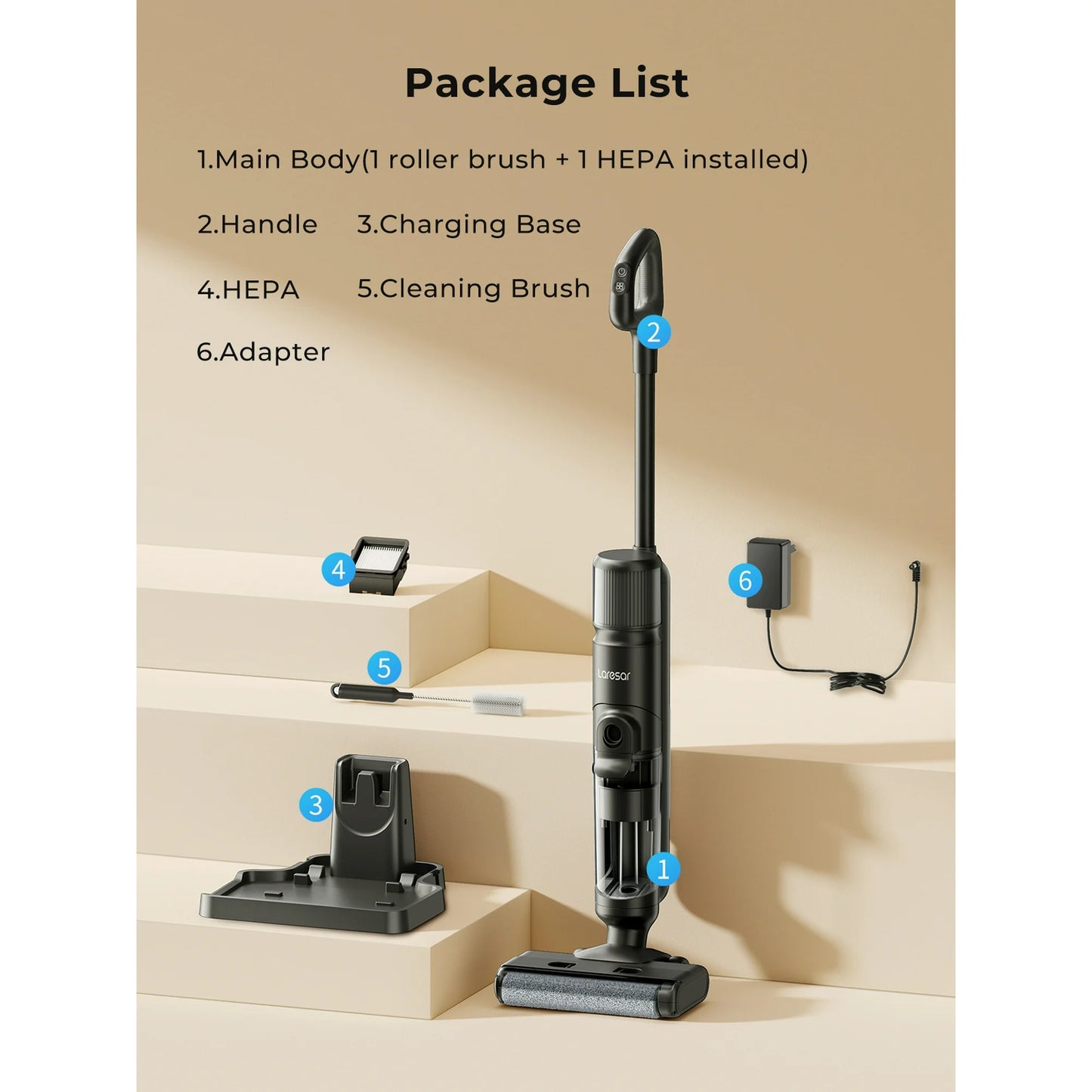 Laresar M3 Cordless Wet Dry Vacuum Mop