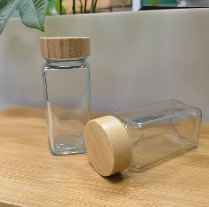 Set of 24 Spice Jars with Airtight Bamboo Lids