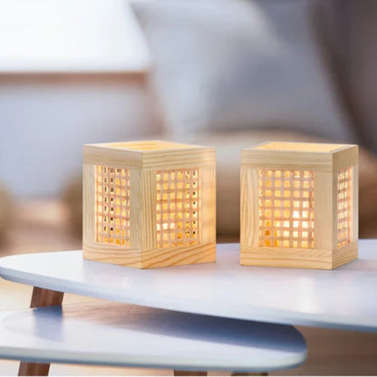 LIVARNO home Set of 2 Bamboo Tealight Holder