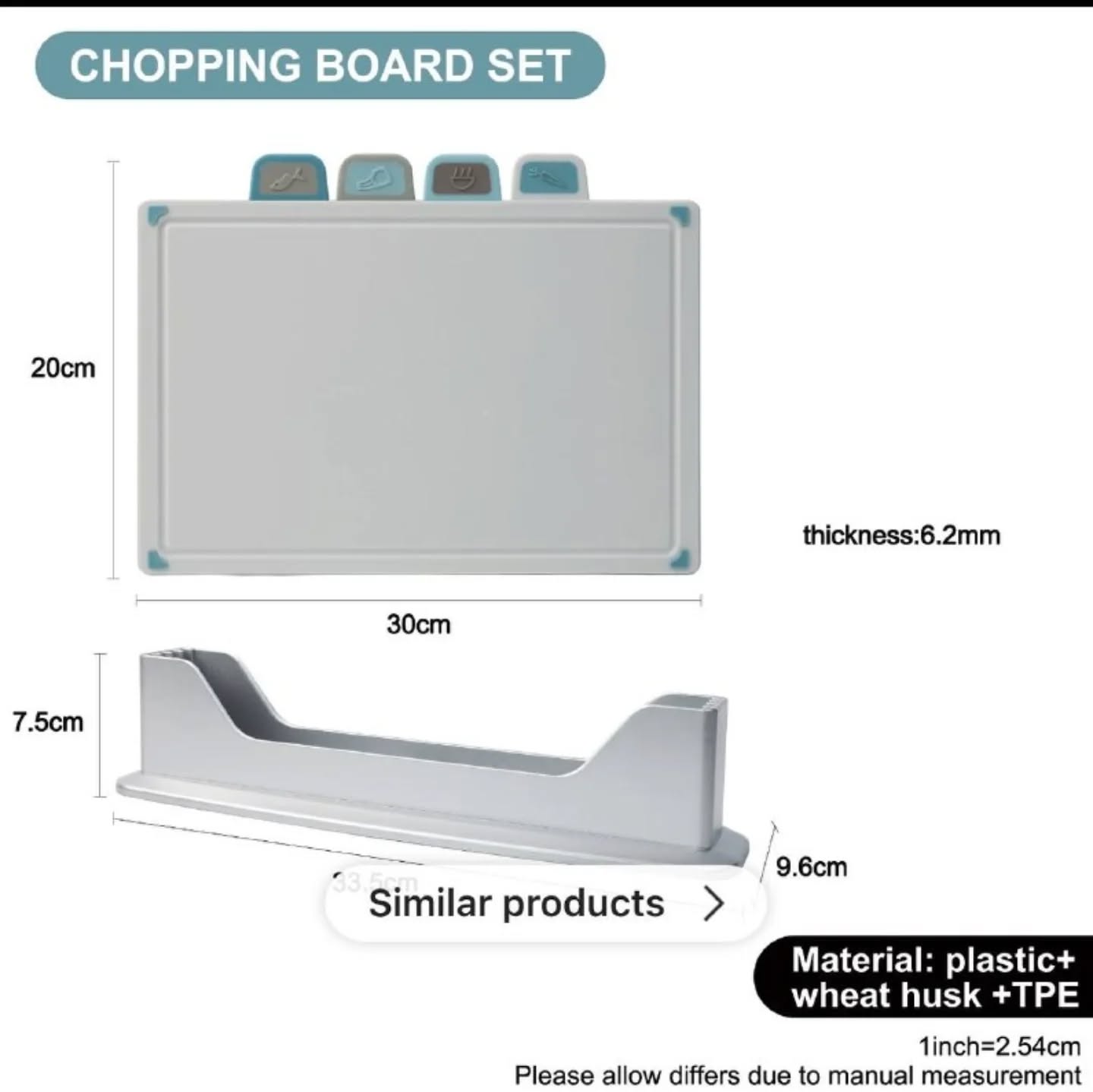 4-Piece Chopping Board Set with Storage Stand