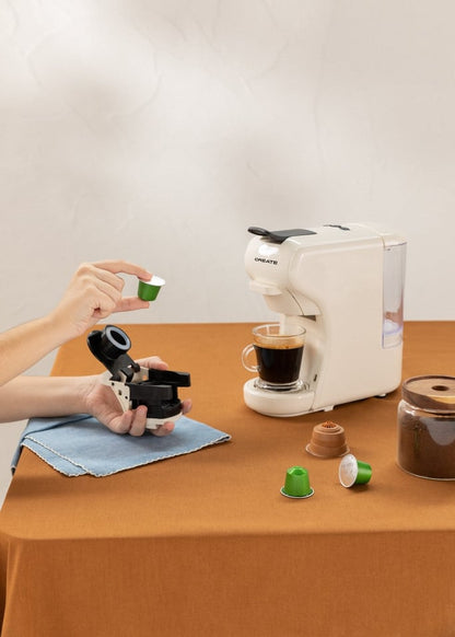 CREATE POTTS Multi-capsule express and ground coffee machine