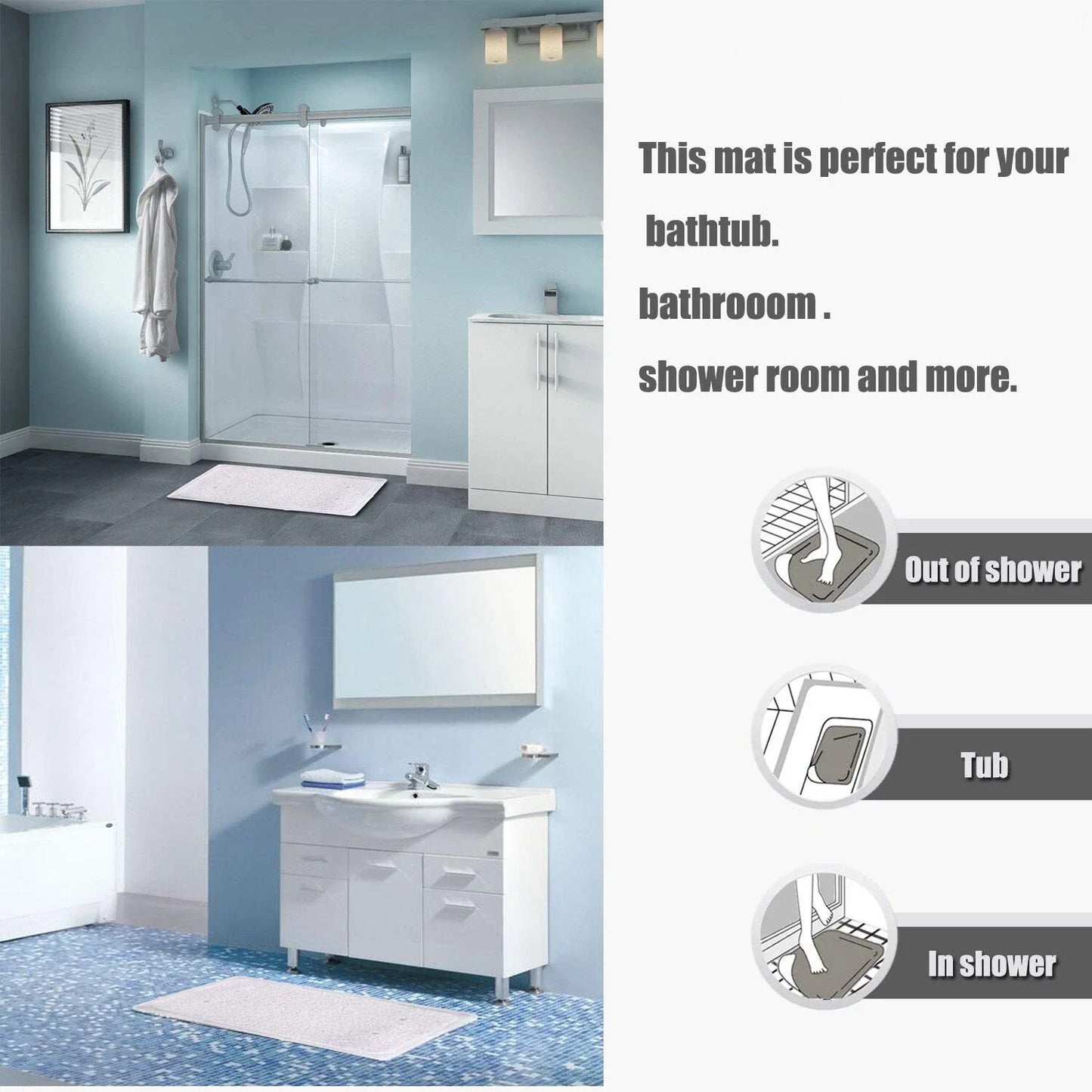 Anti‑Slip Loofah Shower Rug