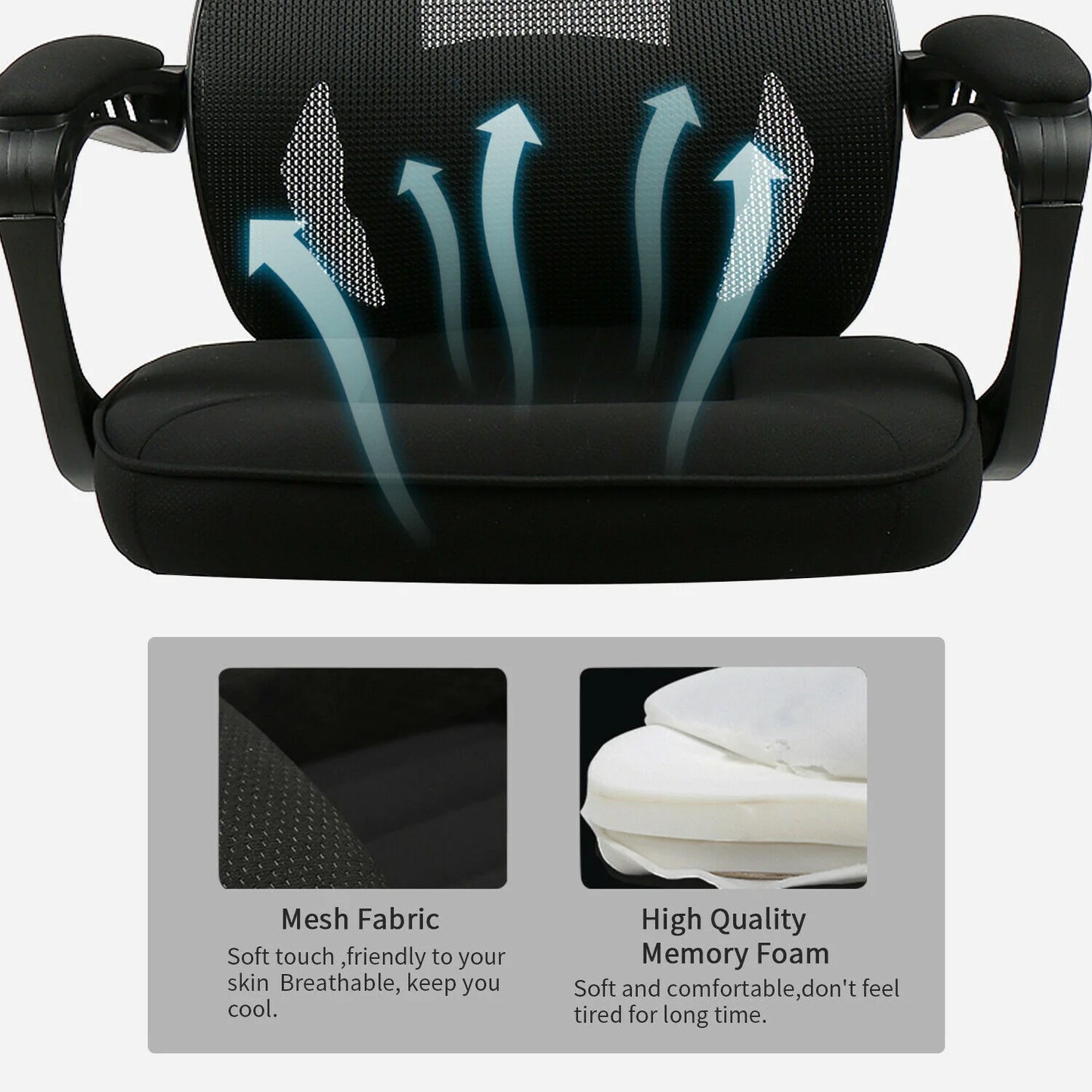 Ergonomic Black Mesh Office Chair with Headrest