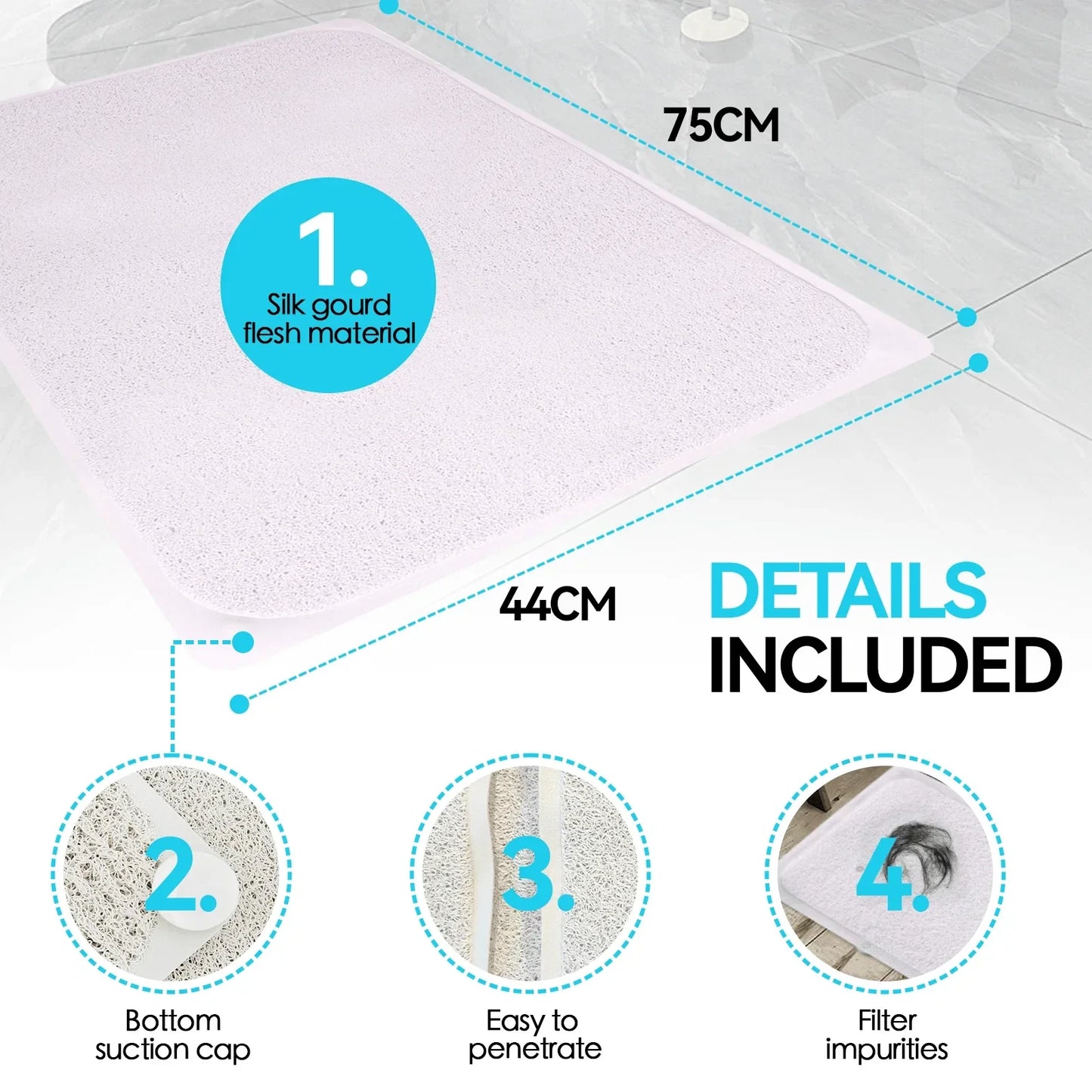 Anti‑Slip Loofah Shower Rug