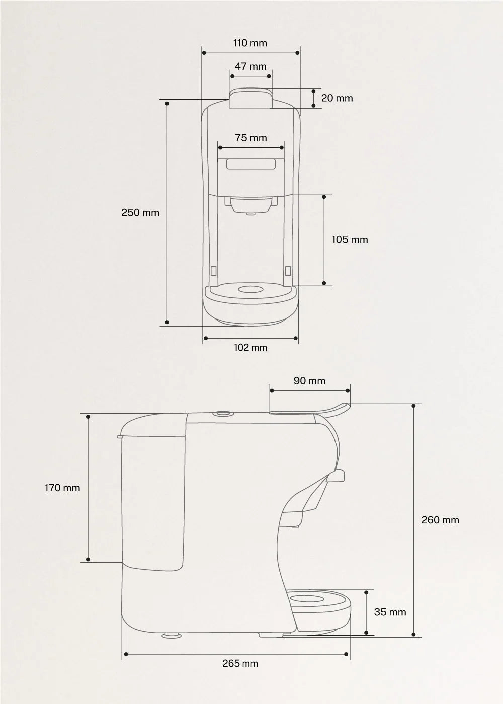 CREATE POTTS Multi-capsule express and ground coffee machine