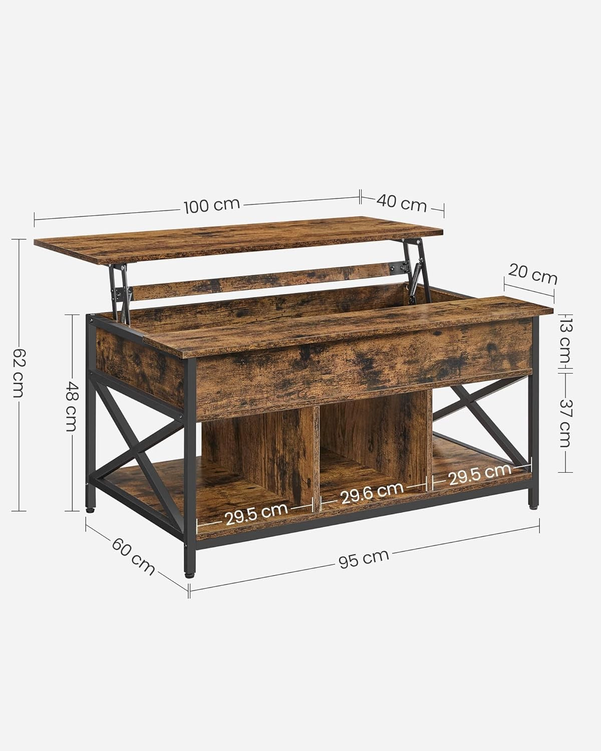 Table with Open and Hidden Storage