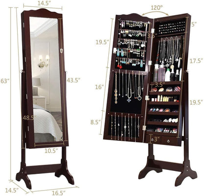 Standing Jewelry Mirror Armoire