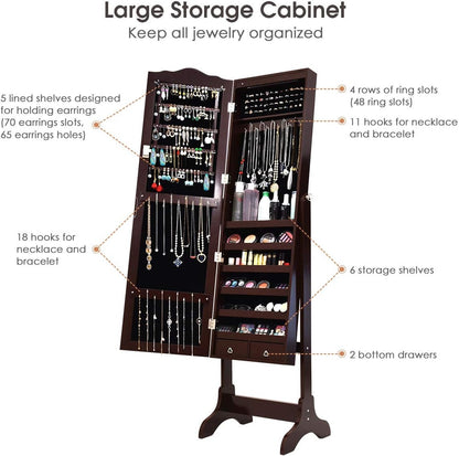 Standing Jewelry Mirror Armoire