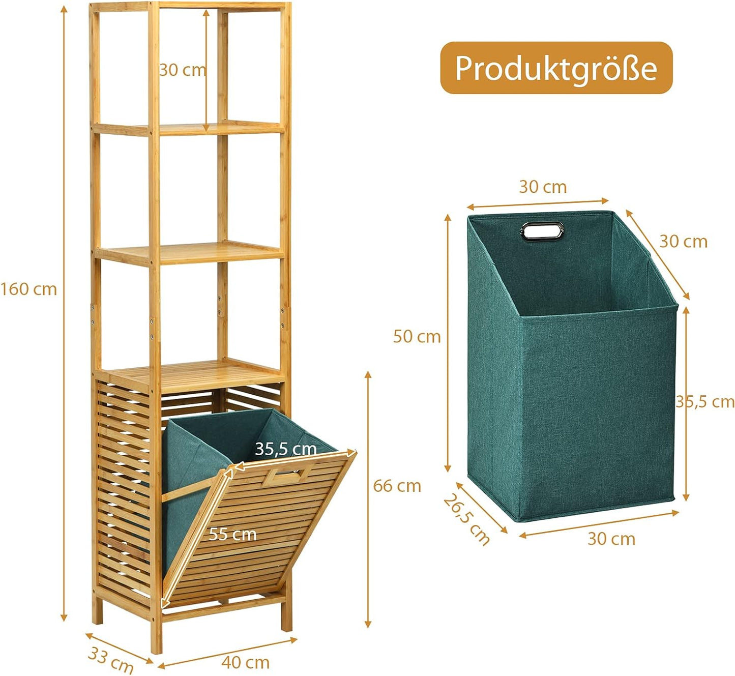 Bamboo Storage Cabinet with Basket