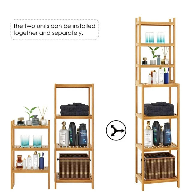 Bamboo Standing Storage Organizer Rack Shelf