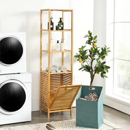 Bamboo Storage Cabinet with Basket